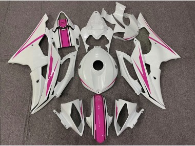 Gloss White and Pink 2008-2016 R6 Motorcycle Fairing