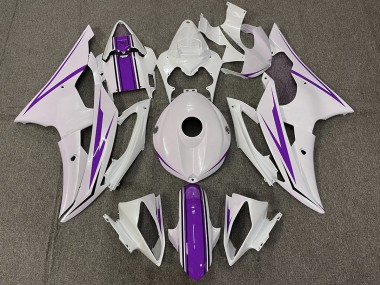 Gloss White and Purple 2008-2016 R6 Motorcycle Fairing
