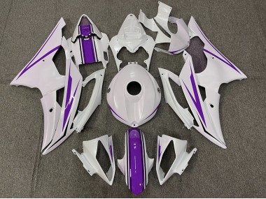 Gloss White and Purple 2008-2016 R6 Motorcycle Fairing