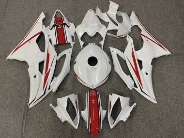 Gloss White and Red 2008-2016 R6 Motorcycle Fairing