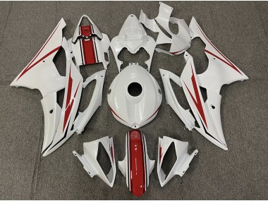 Gloss White and Red 2008-2016 R6 Motorcycle Fairing