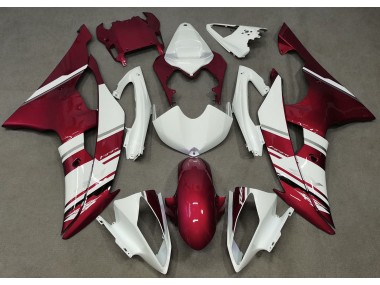 Gloss White and Red OEM Style 2008-2016 R6 Motorcycle Fairing