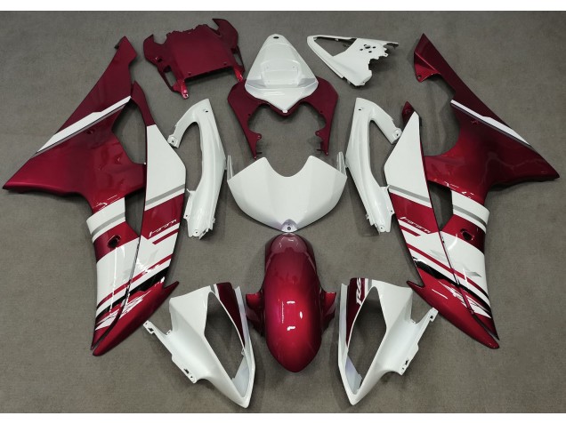 Gloss White and Red OEM Style 2008-2016 R6 Motorcycle Fairing