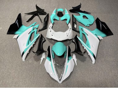 Gloss White and Teal 2013-2016 Daytona 675 Motorcycle Fairing