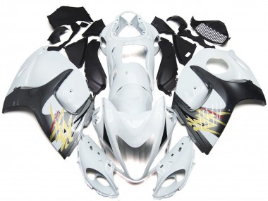 Gloss White with Silver Style 2008-2020 GSXR 1300 Hayabusa Motorcycle Fairing