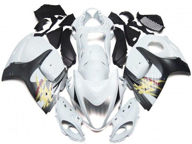 Gloss White with Silver Style 2008-2020 GSXR 1300 Hayabusa Motorcycle Fairing Gloss White with Silver Style 2008-2020 GSXR 1300 Hayabusa Motorcycle Fairing