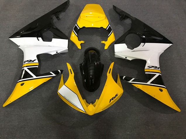 Gloss Yellow & White 2003-2004 R6 Motorcycle Fairing Gloss Yellow & White 2003-2004 R6 Motorcycle Fairing