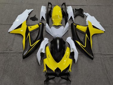 Gloss Yellow and White 2008-2010 GSXR 600-750 Motorcycle Fairing