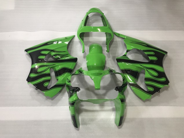 Green & Black Flame 2000-2002 ZX6R Motorcycle Fairing Green & Black Flame 2000-2002 ZX6R Motorcycle Fairing