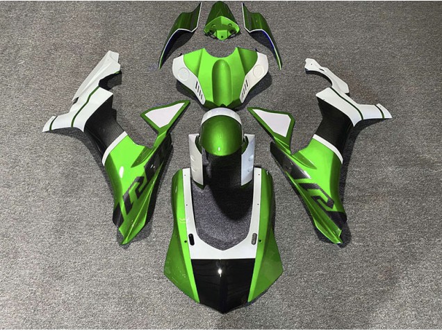 Green & Carbon Fiber Accents 2015-2019 R1 Motorcycle Fairing Green & Carbon Fiber Accents 2015-2019 R1 Motorcycle Fairing