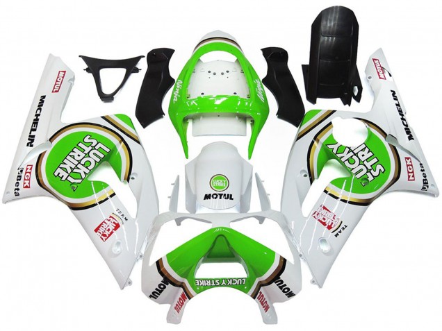 Green Lucky Strike Gloss 2003-2004 ZX6R Motorcycle Fairing Green Lucky Strike Gloss 2003-2004 ZX6R Motorcycle Fairing