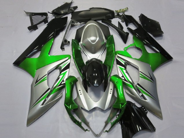 Green Silver and Black 2005-2006 GSXR 1000 Motorcycle Fairing Green Silver and Black 2005-2006 GSXR 1000 Motorcycle Fairing
