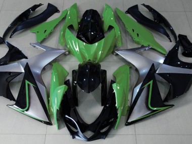 Green Silver and Black 2009-2016 GSXR 1000 Motorcycle Fairing