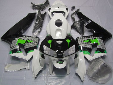 Green Splatter on Gloss Black 2005-2006 CBR600RR Motorcycle Fairing