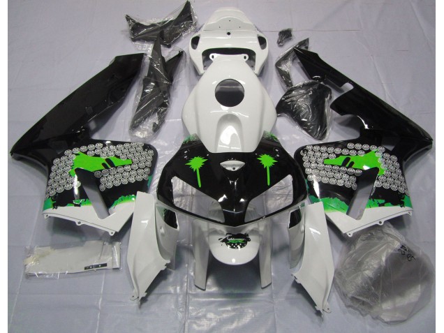 Green Splatter on Gloss Black 2005-2006 CBR600RR Motorcycle Fairing Green Splatter on Gloss Black 2005-2006 CBR600RR Motorcycle Fairing