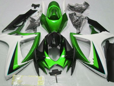 Green & White 2006-2007 GSXR 600-750 Motorcycle Fairing