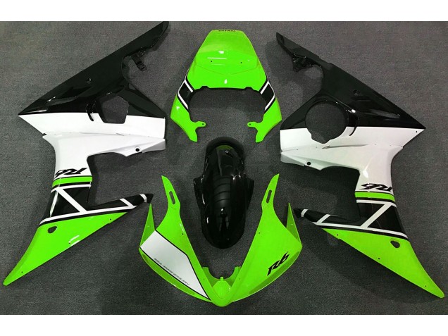 Green White and Black 2003-2004 R6 Motorcycle Fairing Green White and Black 2003-2004 R6 Motorcycle Fairing
