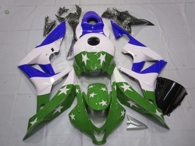 Green and Blue Stars and Stripes 2007-2008 CBR600RR Motorcycle Fairing