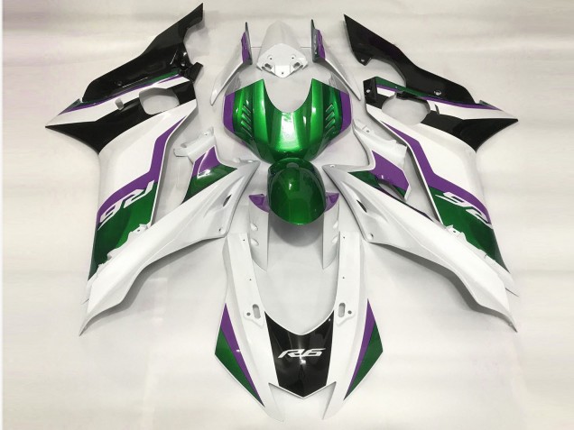 Green and Gloss White 2017-2021 R6 Motorcycle Fairing Green and Gloss White 2017-2021 R6 Motorcycle Fairing