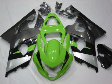 Green and Silver 2004-2005 GSXR 600-750 Motorcycle Fairing