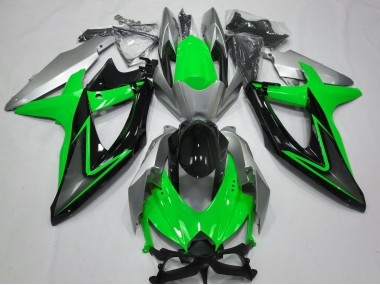 Green and Silver 2008-2010 GSXR 600-750 Motorcycle Fairing