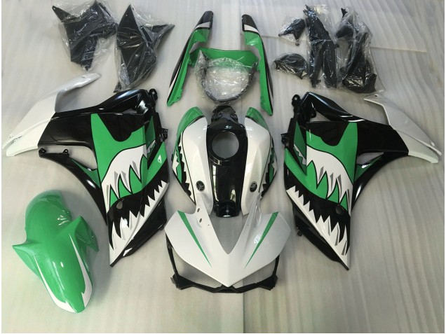 Green and White Shark 2015-2018 R3 Motorcycle Fairing Green and White Shark 2015-2018 R3 Motorcycle Fairing
