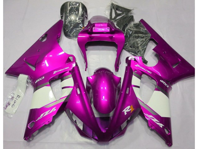 Hot Pink & White 2000-2001 R1 Motorcycle Fairing Hot Pink & White 2000-2001 R1 Motorcycle Fairing