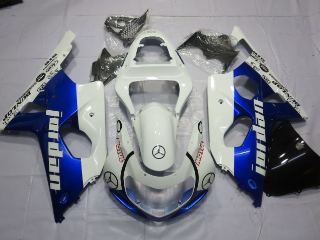 Jordan Blue and White 2000-2002 GSXR 1000 Motorcycle Fairing Jordan Blue and White 2000-2002 GSXR 1000 Motorcycle Fairing
