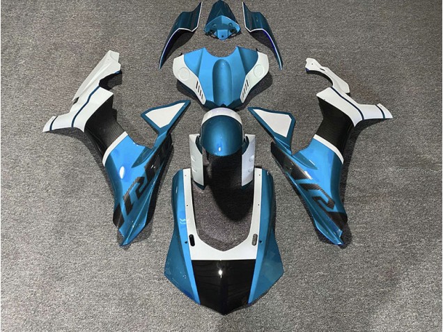 Light Blue & Carbon Fiber Accents 2015-2019 R1 Motorcycle Fairing Light Blue & Carbon Fiber Accents 2015-2019 R1 Motorcycle Fairing