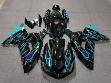 Light Blue Flame 2006-2011 ZX14R Motorcycle Fairing