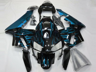 Light Blue Flames 2003-2004 CBR600RR Motorcycle Fairing