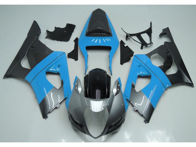 Light Blue Silver and Black 2003-2004 GSXR 1000 Motorcycle Fairing Light Blue Silver and Black 2003-2004 GSXR 1000 Motorcycle Fairing