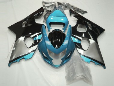 Light Blue Silver and Black 2004-2005 GSXR 600-750 Motorcycle Fairing