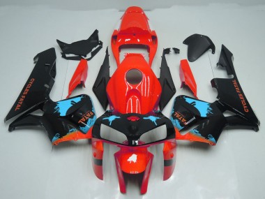 Light Blue Splatter on Red 2005-2006 CBR600RR Motorcycle Fairing