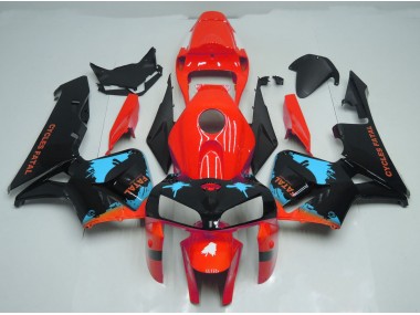 Light Blue Splatter on Red 2005-2006 CBR600RR Motorcycle Fairing