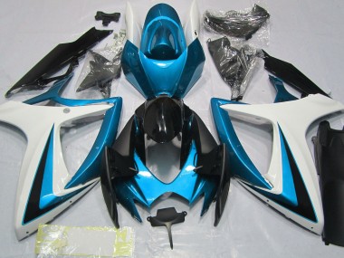 Light Blue & White 2006-2007 GSXR 600-750 Motorcycle Fairing