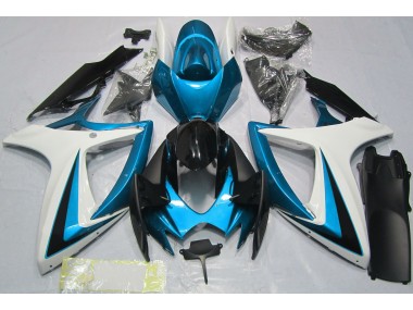 Light Blue & White 2006-2007 GSXR 600-750 Motorcycle Fairing