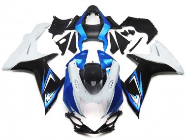 Light Blue and Gloss White Style with Black 2011-2024 GSXR 600-750 Motorcycle Fairing