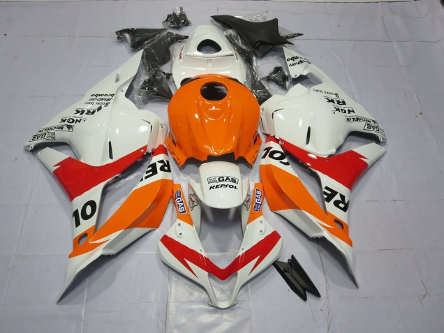 Light Orange and White Repsol 2009-2012 CBR600RR Motorcycle Fairing Light Orange and White Repsol 2009-2012 CBR600RR Motorcycle Fairing