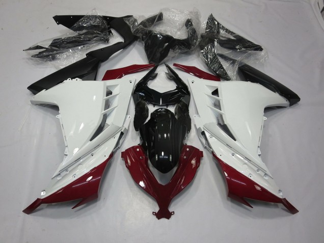 Maroon and White 2013-2018 Ninja 300 Motorcycle Fairing Maroon and White 2013-2018 Ninja 300 Motorcycle Fairing
