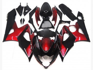 Maroon red and Gloss Black 2005-2006 GSXR 1000 Motorcycle Fairing