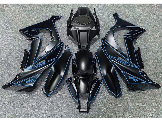 Matte Black & Blue Lining 2011-2015 ZX10R Motorcycle Fairing Matte Black & Blue Lining 2011-2015 ZX10R Motorcycle Fairing