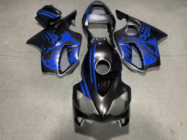 Matte Black & Blue Skull 2001-2003 CBR600 F4i Motorcycle Fairing Matte Black & Blue Skull 2001-2003 CBR600 F4i Motorcycle Fairing
