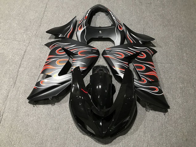 Matte Black & Flame 2006-2007 ZX10R Motorcycle Fairing Matte Black & Flame 2006-2007 ZX10R Motorcycle Fairing
