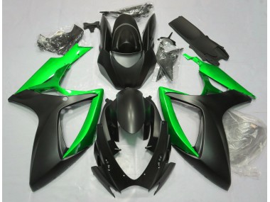 Matte Black & Green 2006-2007 GSXR 600-750 Motorcycle Fairing