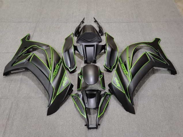 Matte Black & Green Lining 2011-2015 ZX10R Motorcycle Fairing Matte Black & Green Lining 2011-2015 ZX10R Motorcycle Fairing