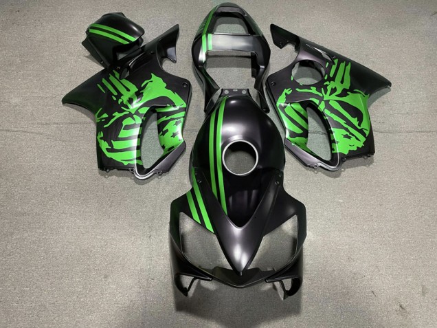 Matte Black & Green Skull 2001-2003 CBR600 F4i Motorcycle Fairing Matte Black & Green Skull 2001-2003 CBR600 F4i Motorcycle Fairing