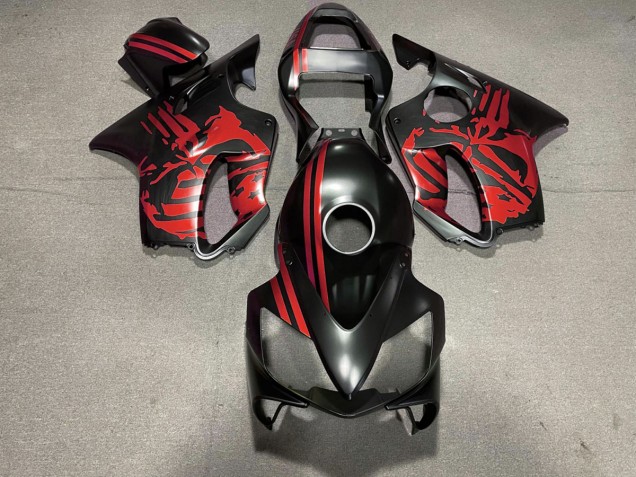 Matte Black & Red Skull 2001-2003 CBR600 F4i Motorcycle Fairing Matte Black & Red Skull 2001-2003 CBR600 F4i Motorcycle Fairing