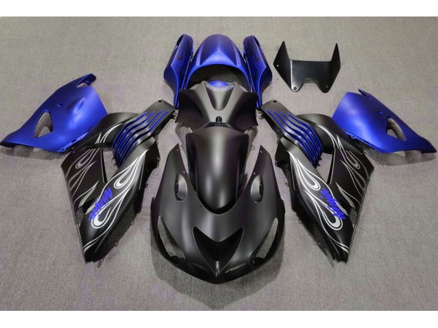Matte Black and Blue 2006-2011 ZX14R Motorcycle Fairing Matte Black and Blue 2006-2011 ZX14R Motorcycle Fairing