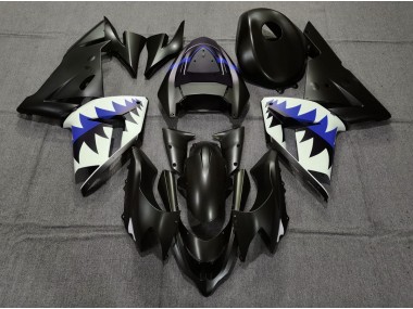 Matte Black and Dark Blue Shark 2004-2005 ZX10R Motorcycle Fairing